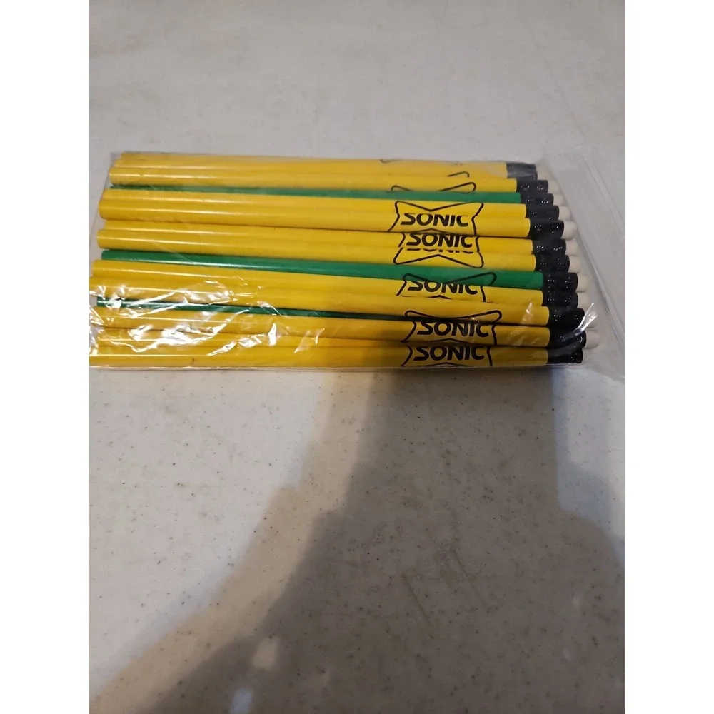 Lot Of 50 Wooden Pencils 'Sonic' With Rubber Erasers‎ Unsharpened